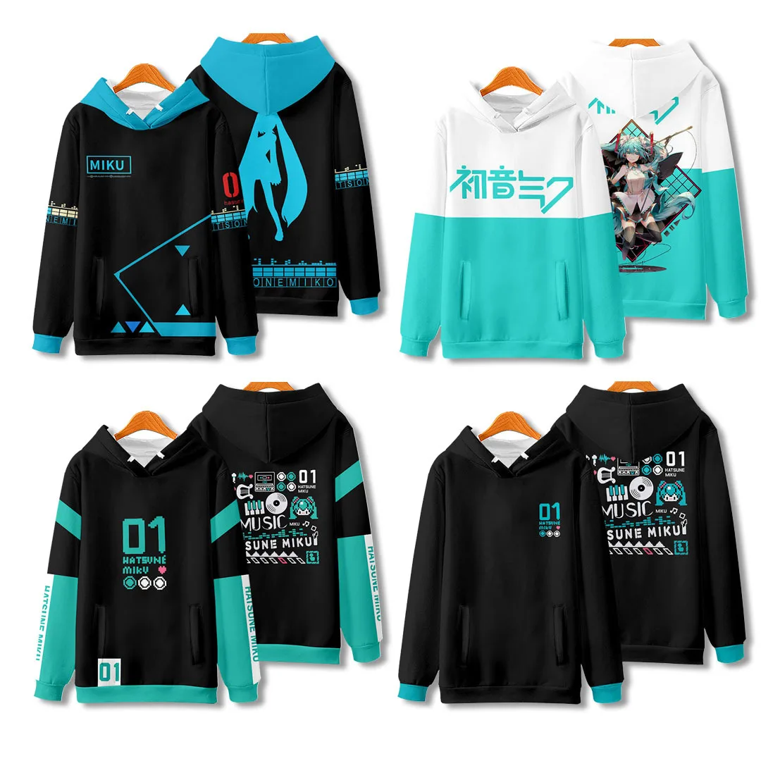 Kawaii Hatsune Cosplay Miku Casual Jacket Hoodie Zipper Round Neck Hooded Two Dimensions Men and Women Autumn Cartoon Clothing