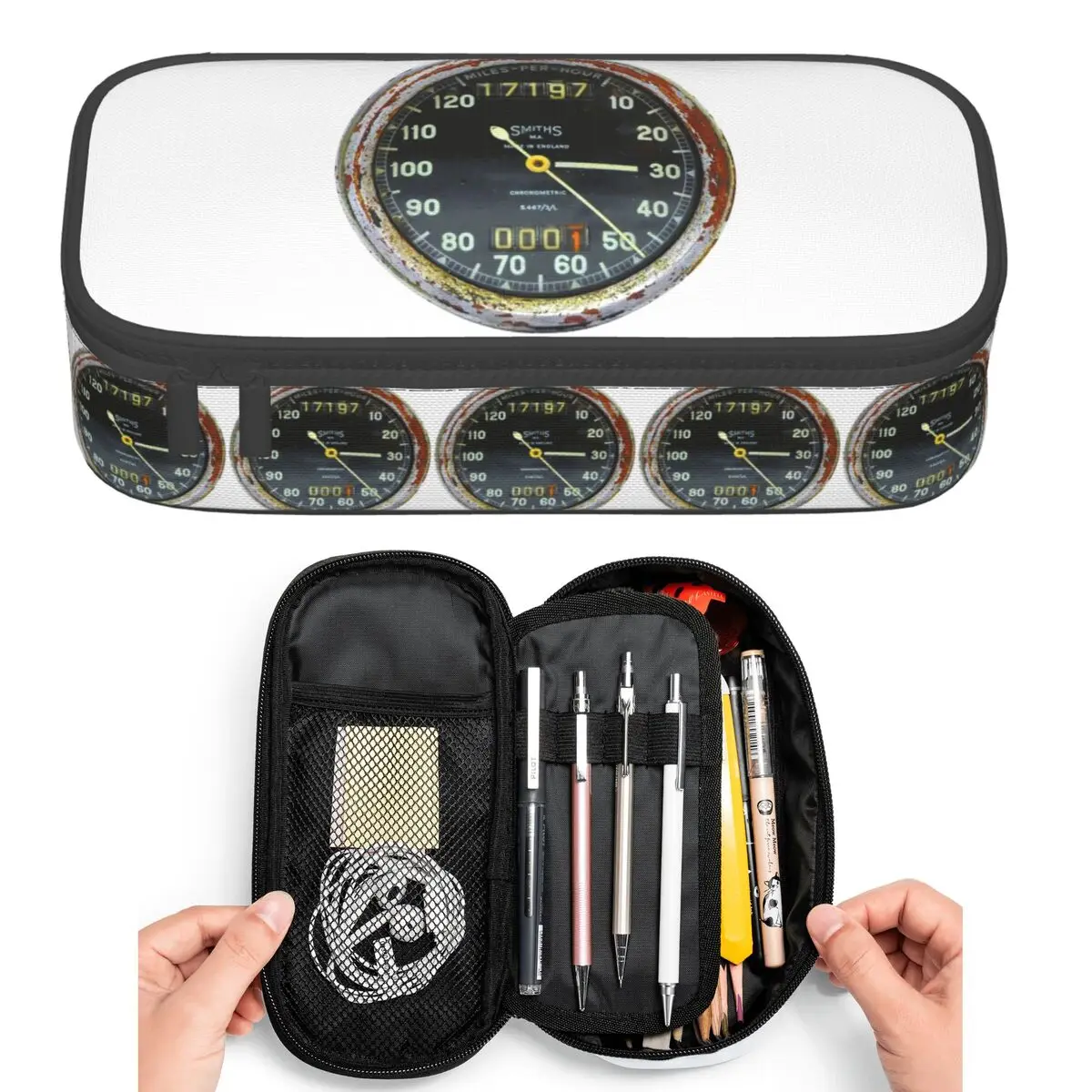 

OLD SPEEDOMETER Pencil Cases for Student Pen Box Pencil Bag Large Storage Pencil Pouch Pen Holder