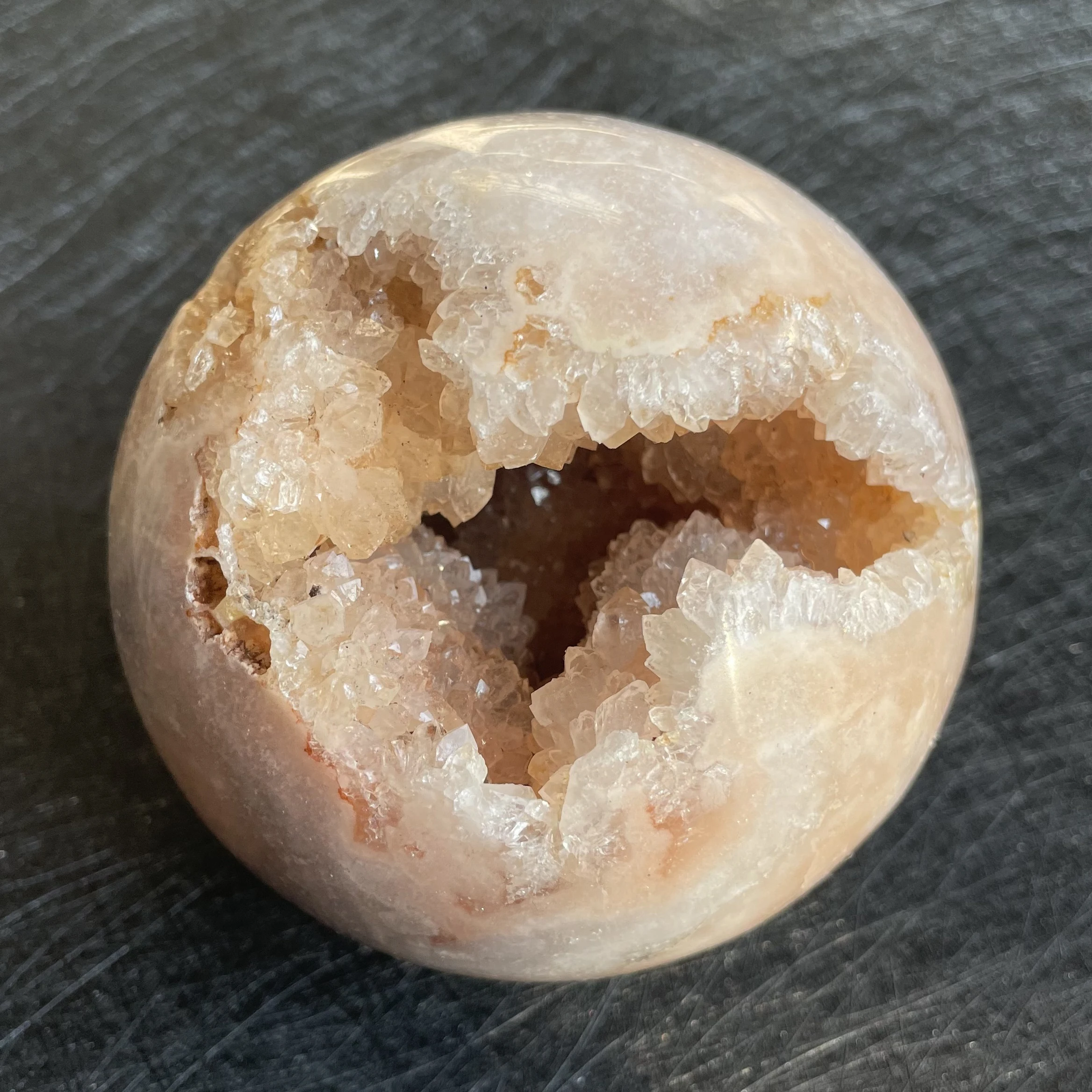 742g Natural Amethyst Cluster Pink Sakura Agate Sphere Open Tooth Ball Decoration Polished Quartz Sphere Reiki Healing