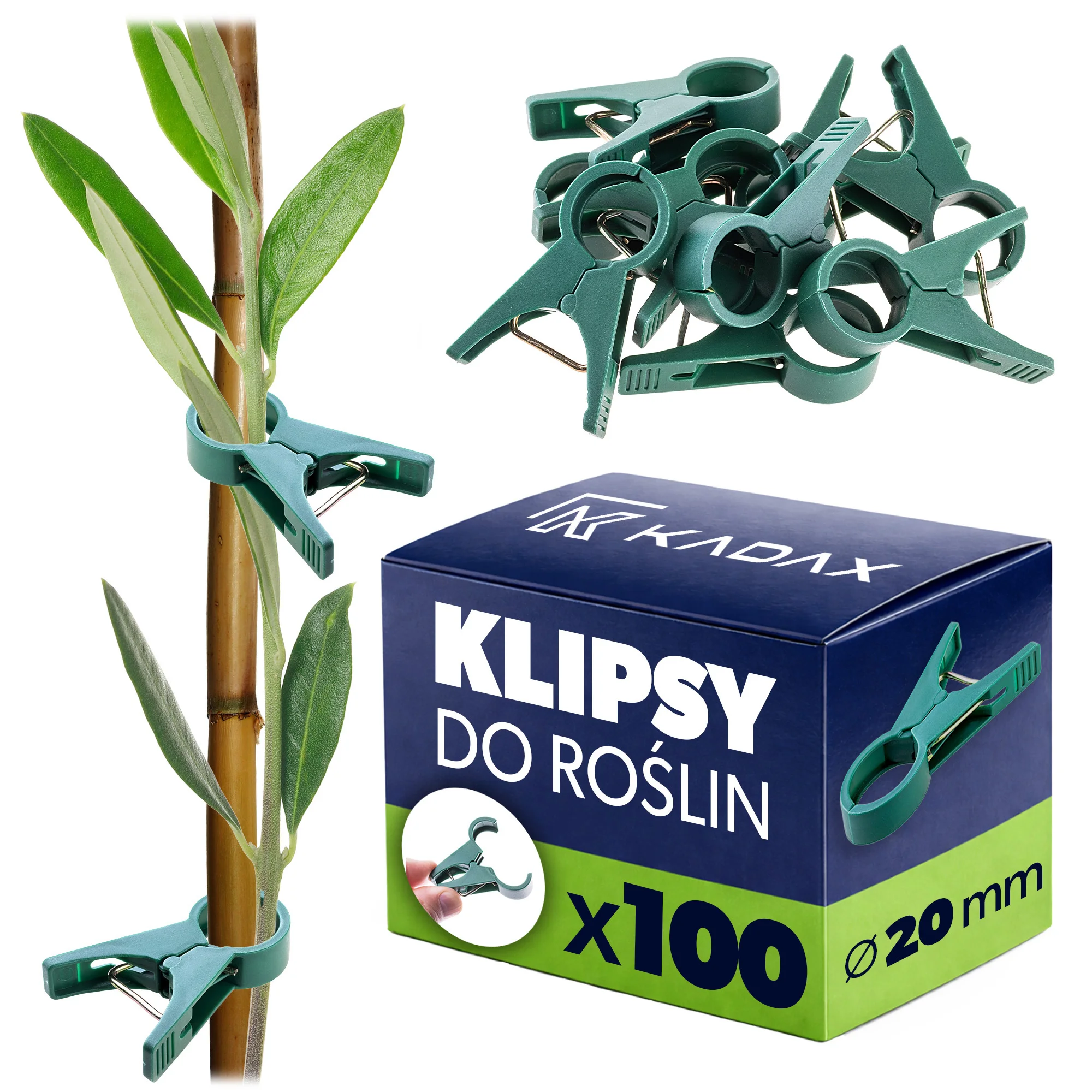 KADAX Plantclips 20 mm Tomatenbloementuinclips paalclips Groen 100 stuks set