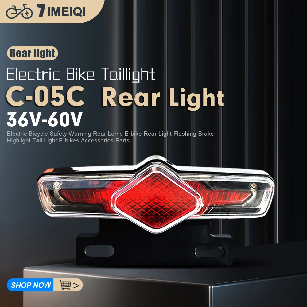 

36 В-60 В C-05C задние фонари для электрического велосипеда, задний фонарь, светодиодная сигнальная лампа безопасности для электронного скутера, электронного велосипеда, предупреждающие задние фонари, детали велосипеда