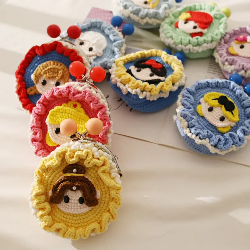 Cartoon Animation Handmade Cross-body Coin Purse DIY Wool Woven Delicate Mini Car Key Pouch