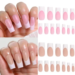 120/150pcs Pink White French False Nails Medium-Square Matte Press on Nails Acrylic Artificial Ballerina Full Cover Nail Tips