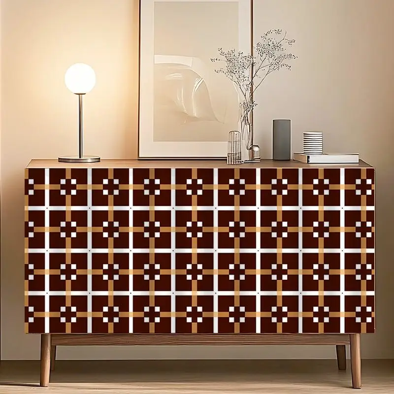 VIKAMA Simple Retro Geometric Cabinet Covering Curtain Dustproof Tableside Cabinet Partition Curtain Home Decoration