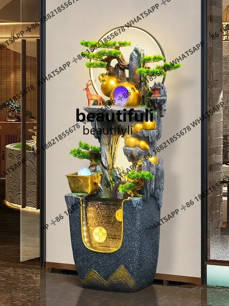 Rockery Flowing Water Ornaments Gourd Fountain Landscape Circulating Water Living Room Entrance Floor Fengshui Wheel Gift