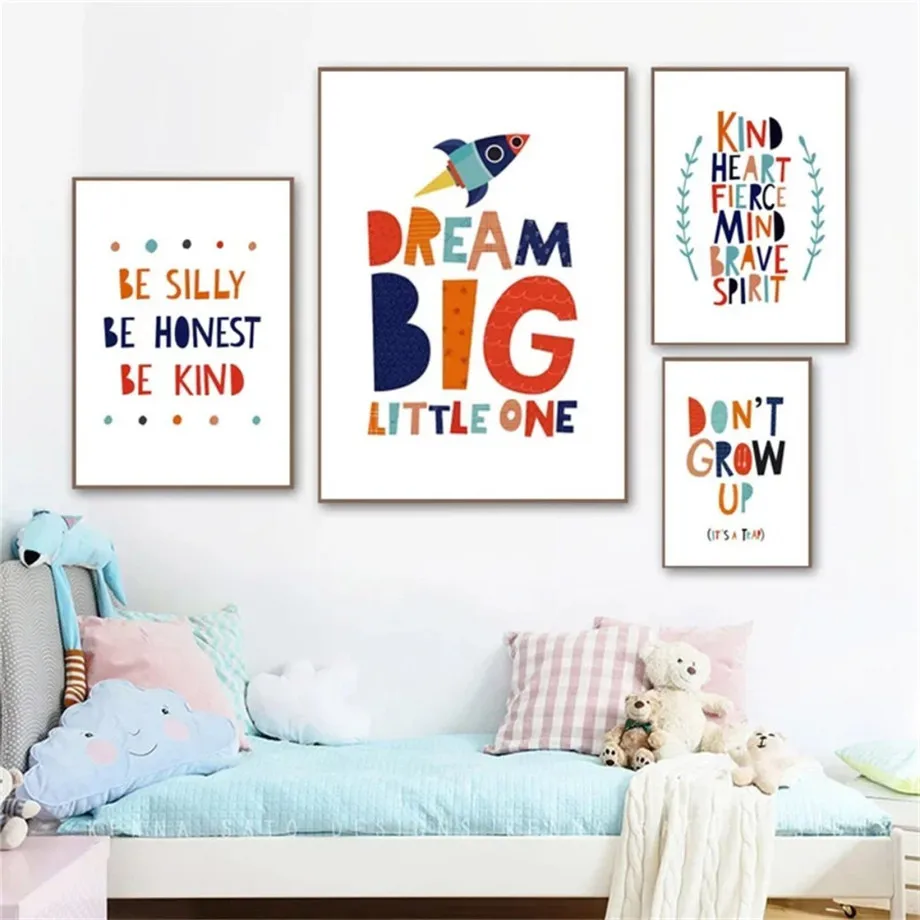 Dream Big Little One Canvas Prints Children Room  Wall Art Bedroom Posters and Prints Decoration Picture Kindergarten Wall Decor