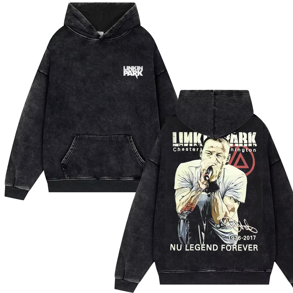 Streetwear Linkin Park Rock Band Trendy Nostalgic Vintage Washed Hoodie Clothes Men Women Hip Hop Punk Harajuku Top Pullover Y2k