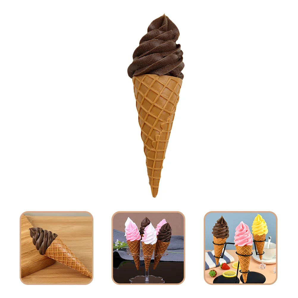 1PC White Artificial Ice Cream Model Montessori Educational Toy Fake Ice Cream Cone Party Decor Realistic Photography Props Home