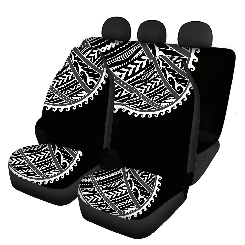 Golden Gradient Polynesian Tribal Coral Front/Back Car Seat Covers Full Set Vehicle Seat Protect Interior Seat Cover