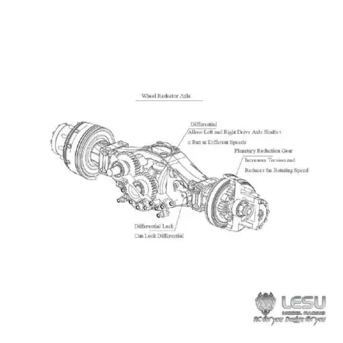 LESU Accessories Front Rear 8*8 Wheel Reduction Differential Axle for 1/14 RC Trucks Tamiyaya Dump Remote Control Car TH17170