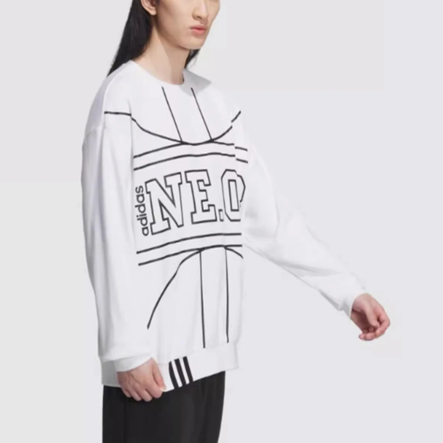 

Официальный оригинальный NEO унисекс Adidas, простой вязаный свитшот с круглым вырезом и принтом IK7613