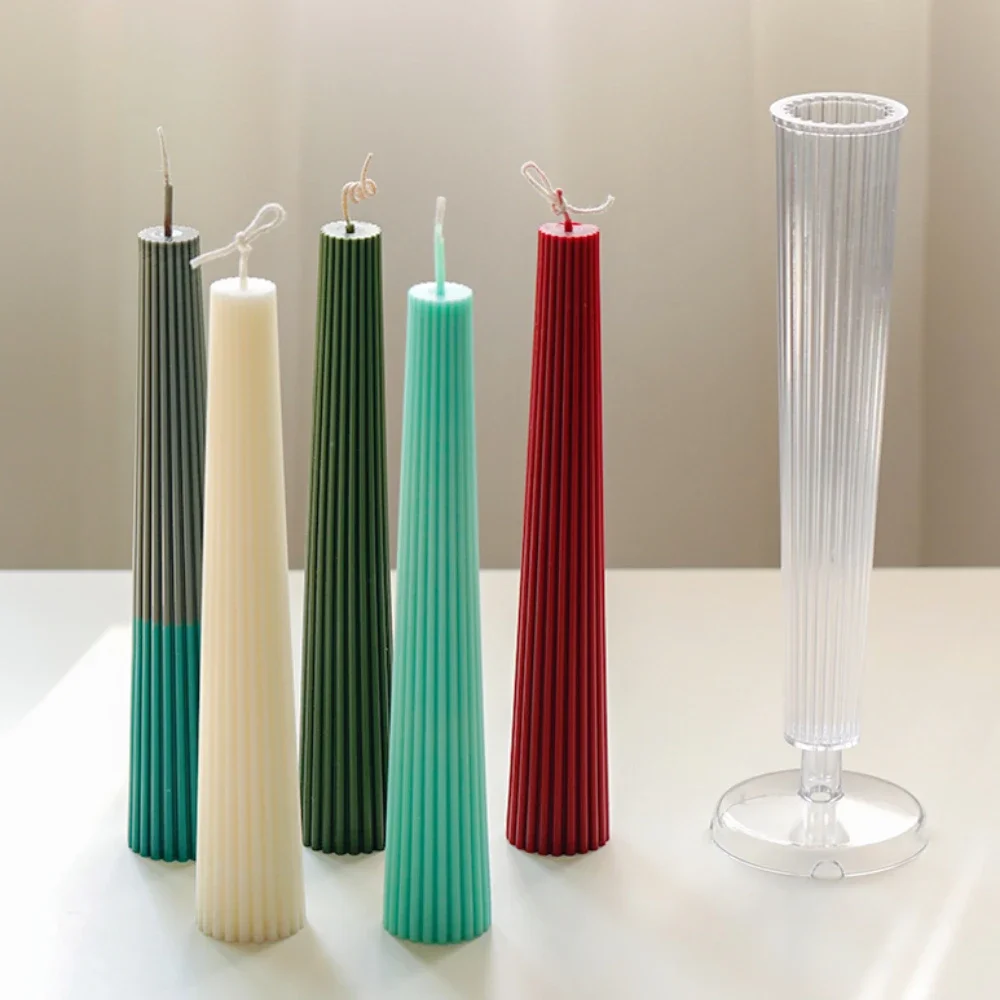 3D Long Pole Acrylic Scented Candle Making Taper Pillar Plastic Moulds Geometry Roman Column Molds Party Candlestick Decor Gifts