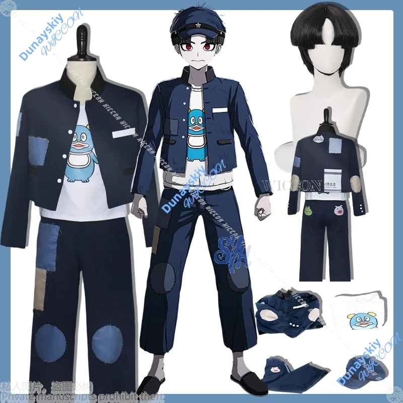 

Halloween Party Anime Game Hundred Cos Line Maruko Gaku Cosplay Kawaii Patch Pattern Coat Cartoon Character T-shirt Pants Wigs