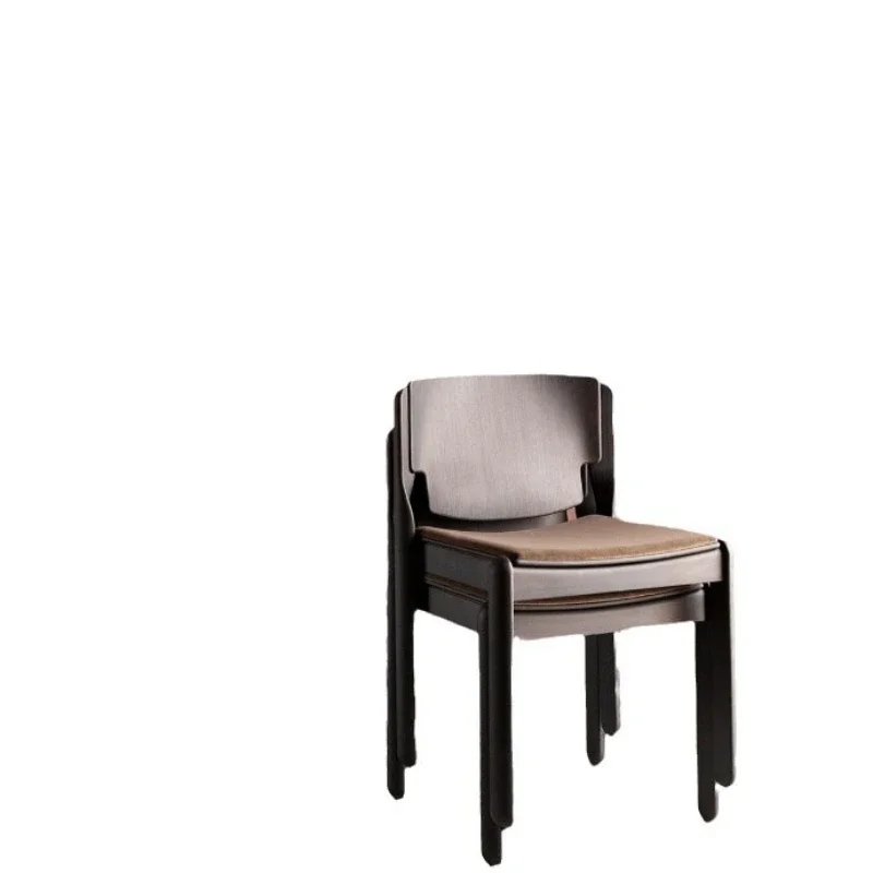 Light luxury solid wood, coffee shop model room home saddle leather hotel backrest chair