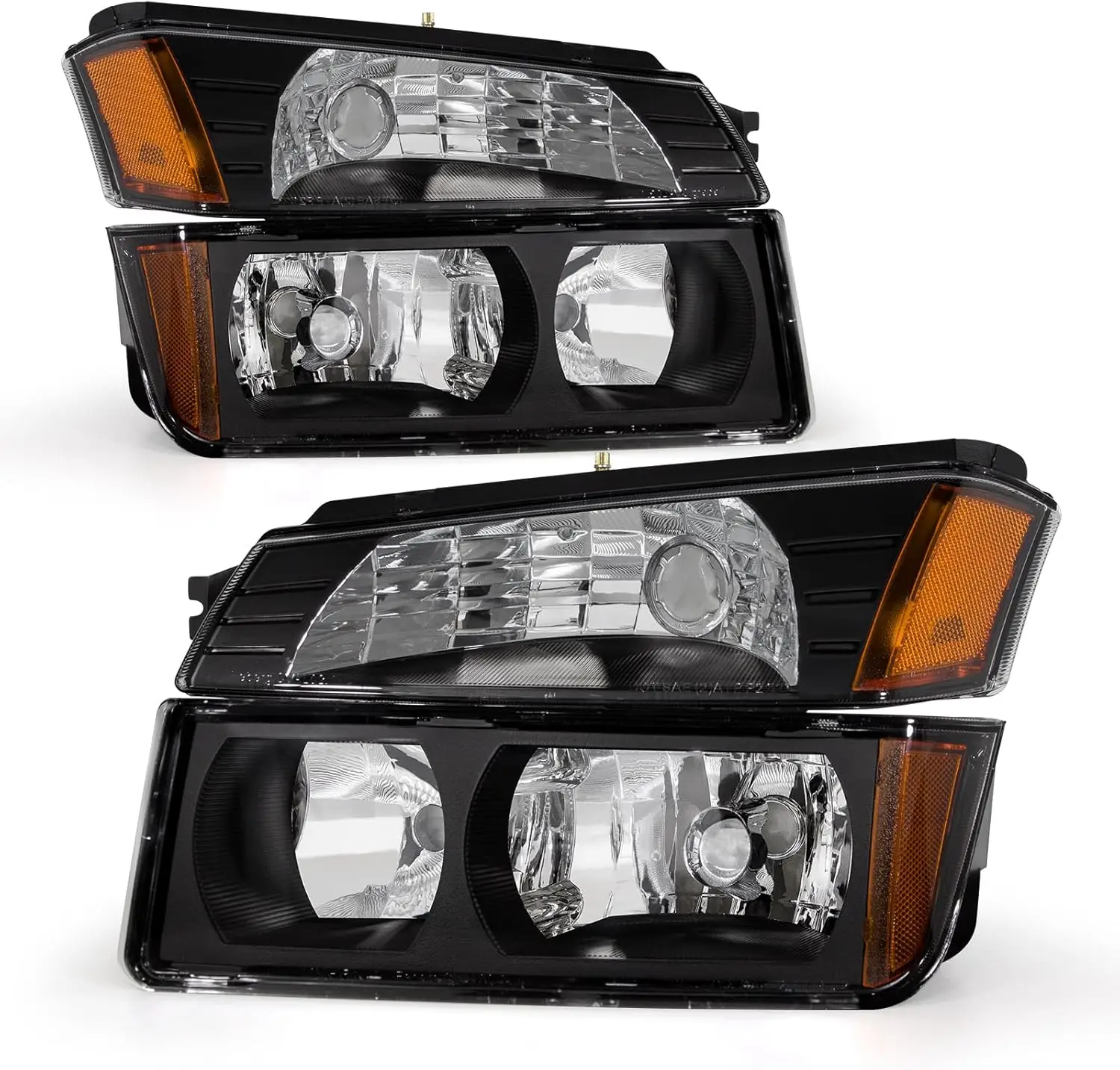 

Headlight Assembly Compatible with 2002 2003 2004 2005 2006 Chevy Avalanche 1500 2500 Headlamp Black Housing Amber Reflector Cle