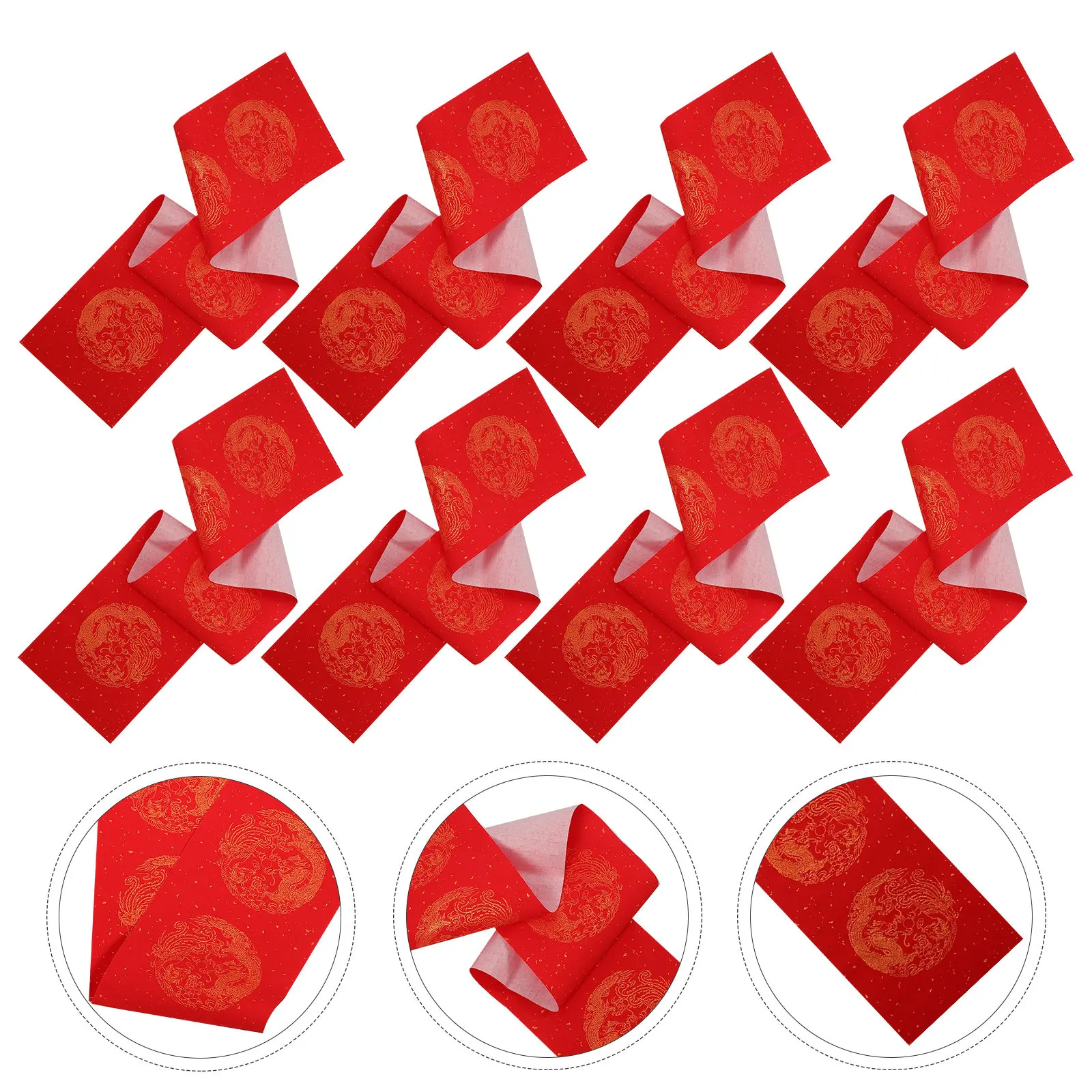 5 Juegos de Papel Chino en Blanco para Caligrafía de Año Nuevo, Papeles Rojos para Práctica de Caligrafía