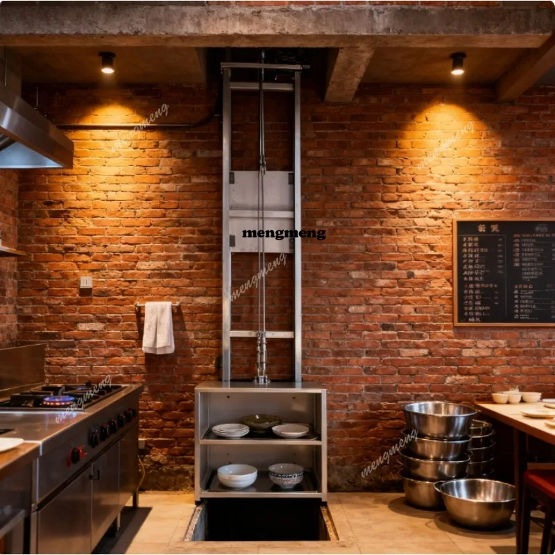 Small Automatic Dumbwaiter for Restaurant Kitchen 2-Floor Dual-Rail Mute Food Elevator