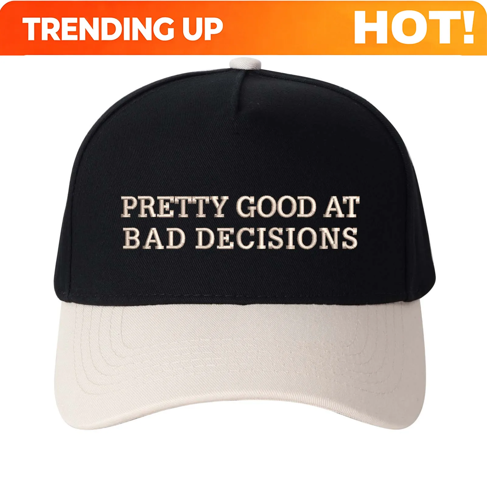VERGIAC PRETTY GOOD AT BAD DECISIONS Letter Embroidered Trucker Hat, Adjustable Unisex Mesh Cap for Vacation Travel Outdoor Dail