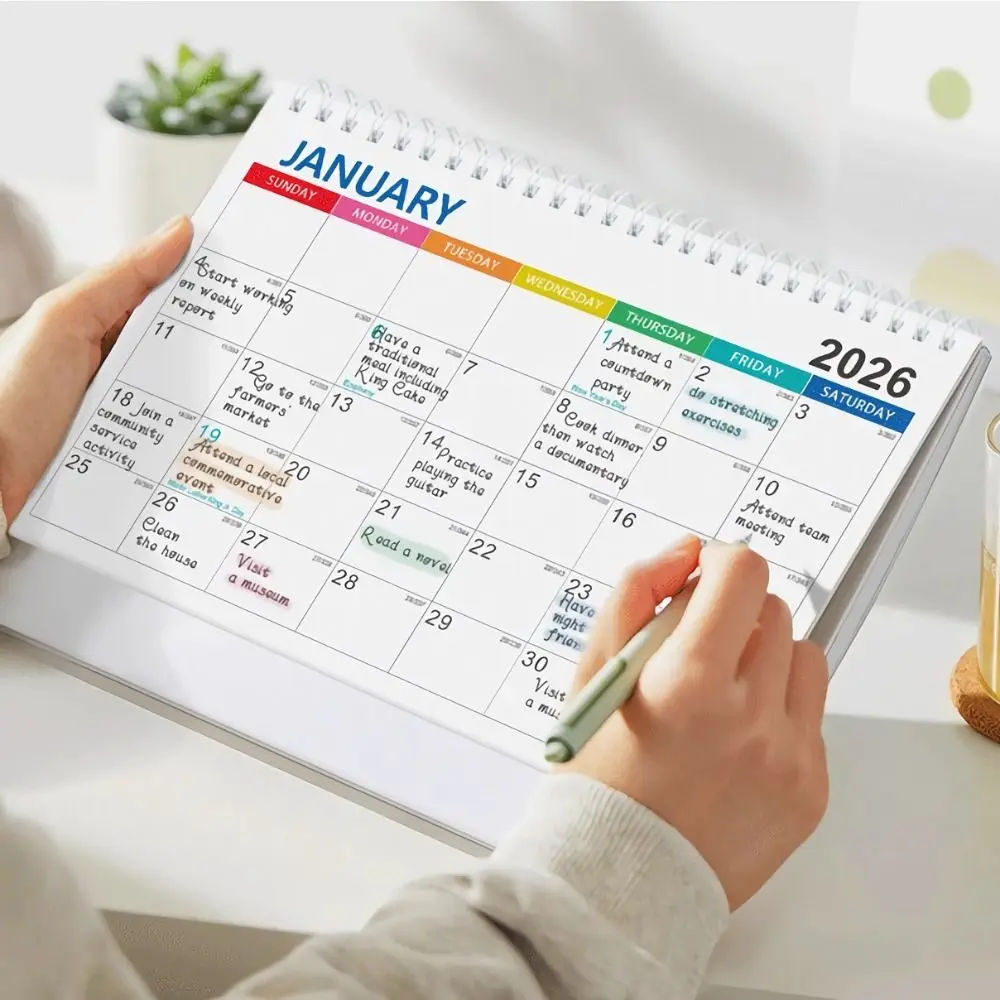 Decorative Desk Calendar Stable Support Triangular Support Custom Planner Exquisite Patterns Standing Calendar Office Calendar