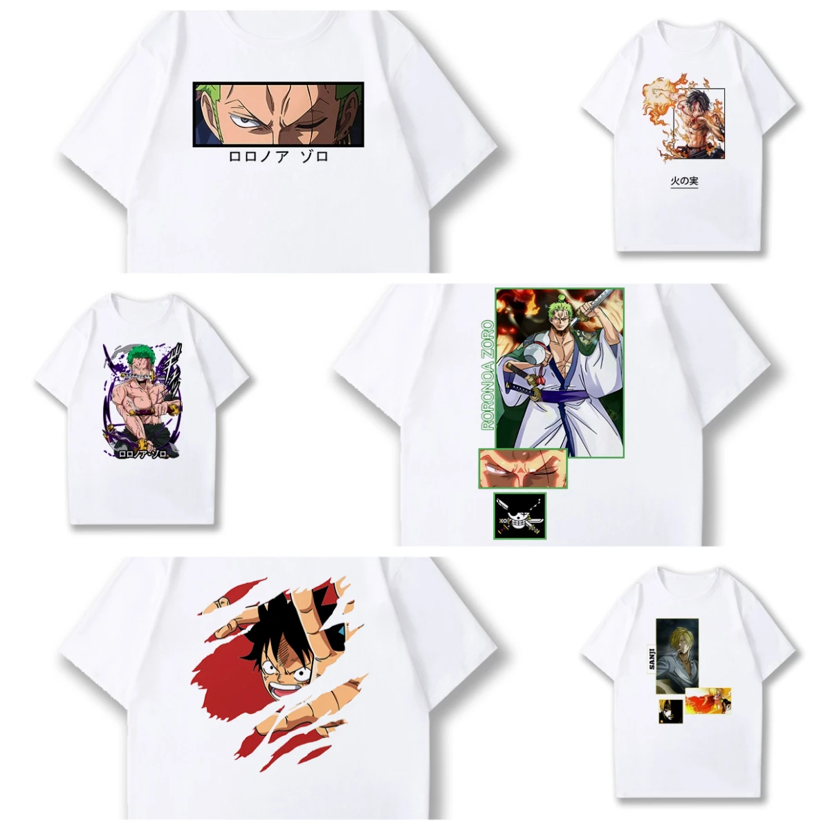 ONE PIECE japonés Nika Road mismo Luffy animación ropa conjunta suelta verano manga corta hombres mujeres camisetas marca de moda