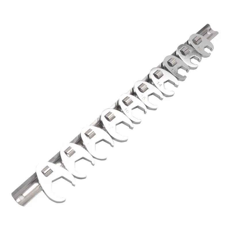 [NEWA76K!】 10Pcs 3/8Inch Drive Crowfoot Wrench 10 To 22Mm Metric SAE Imperial Chrome Plated Foot Open End Spanner