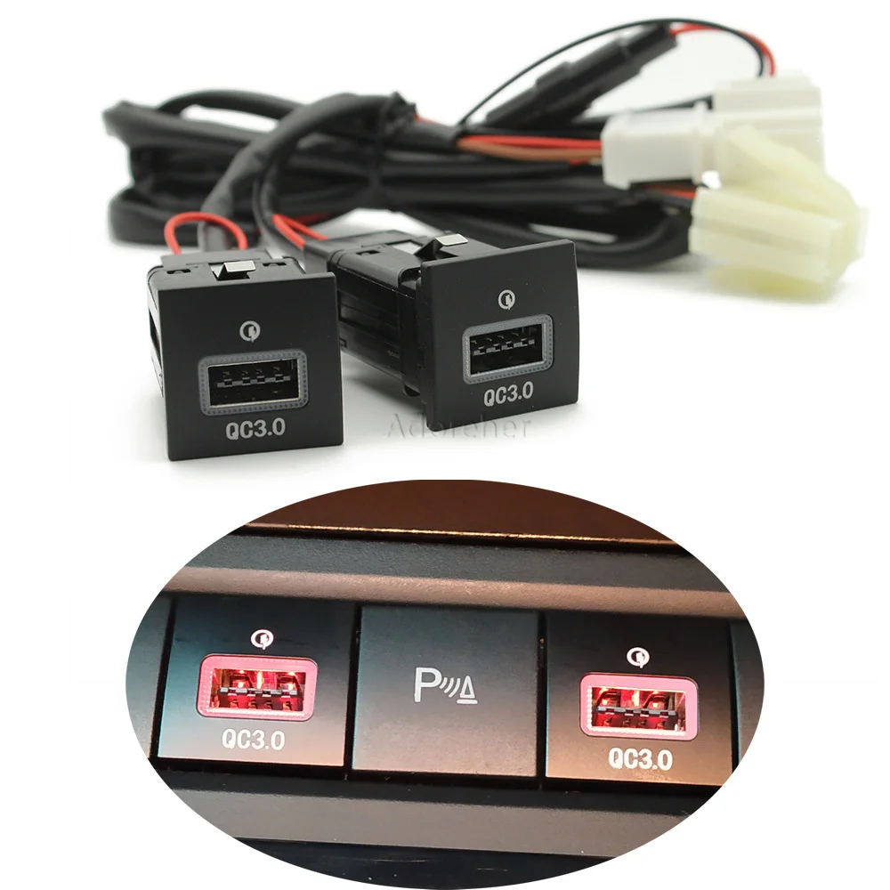 

Red LED Car Charger Socket 12V/24V Dual USB Charging Outlet Power Adapter QC3.0 For VW Golf 6 Jetta 5 MK6 Scirocco 06-14