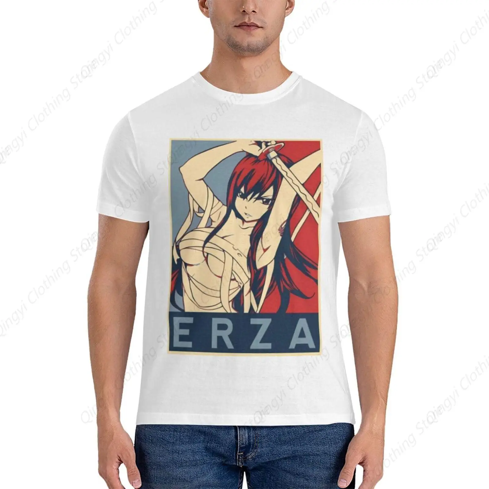 Fairy Anime Tail Shirt Men's Breathable Cotton Short Sleeve Tshirt Fashion Casual Tops Tees White