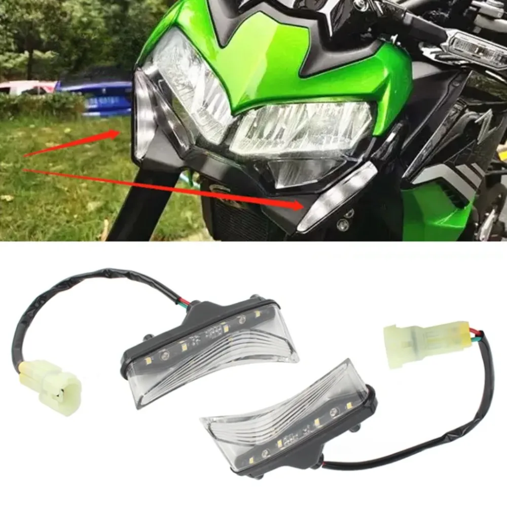 1Pair Motorcycle Front Turn Signal LED Daytime Running Lights Beside Headlight Small Lights for KAWASAKI Z900 2017-2022