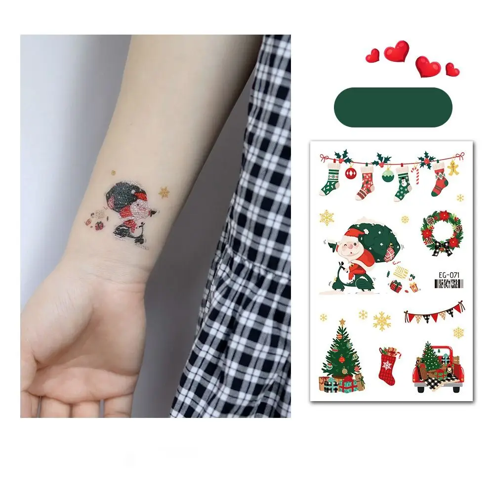 Papai noel à prova dwaterproof água tatuagem temporária adesivo de longa duração dos desenhos animados adesivos de natal bonito descartável festival tatuagem crianças