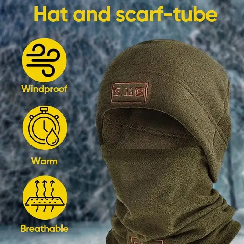 2025 Winter Warm Men's Tactical Wool Hat And Scarf Set Mask Warm Head Covers Sports Hat Cycling Hat Neck Scarf Protector