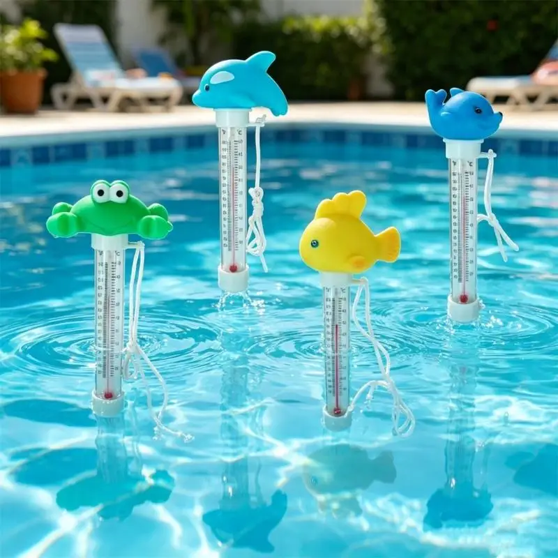 Adorable Floating Water Thermograph with Lanyard For Kids Bath Time Feature Cartoon Animals And Easy Readout K1YF