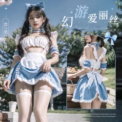 Women Plus Size Maid Cosplay Sexy Lingerie Japanese Anime Cafe Costume Exotic Party Waitress Outfit Sweet Apron Skirt Uniform