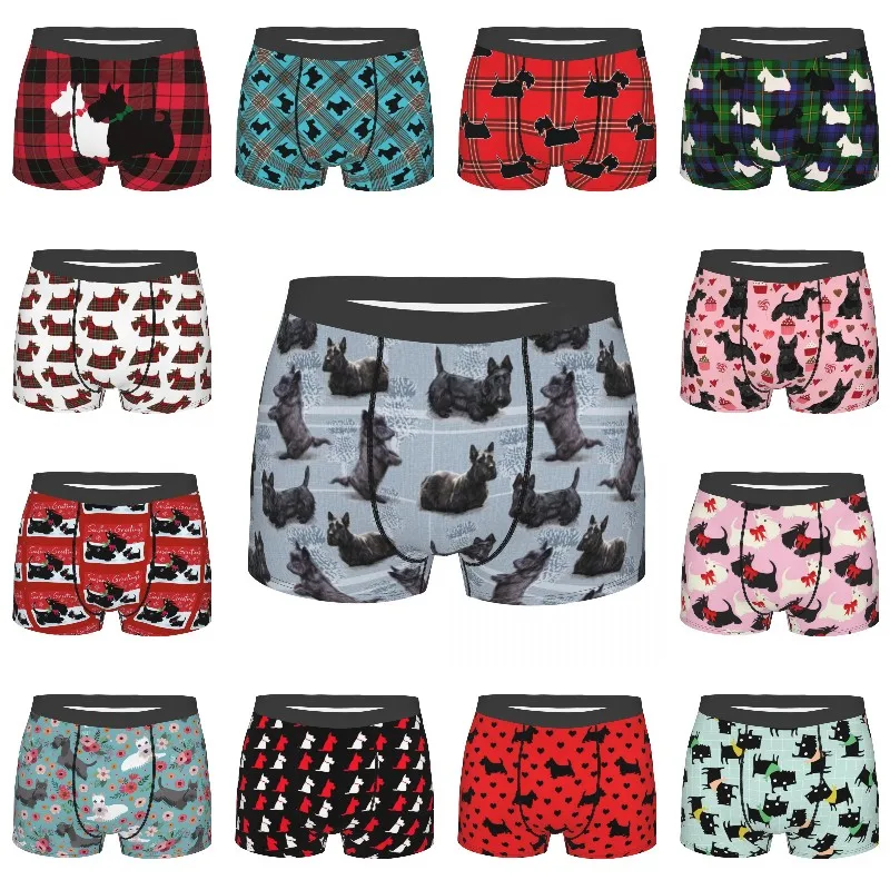 

Scottish Terrier Flower Underwear Men Sexy Printed Customized Pet Scottie Dog Boxer Shorts Panties Briefs Soft Underpants