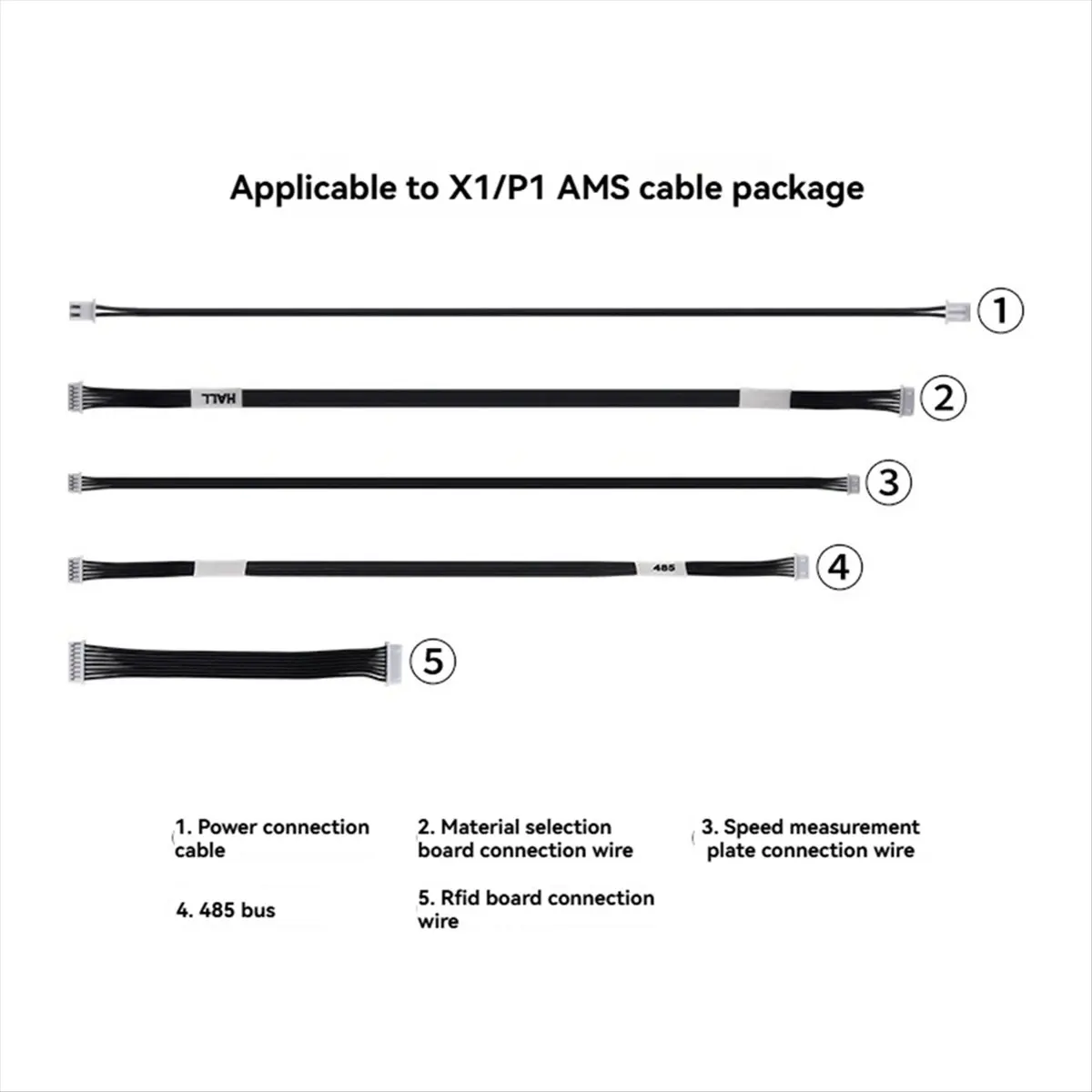 (B63C) 5PCS Cable Pack High Quality Cable 3D Printer Accessories for Bambu Lab X1/P1 Series AMS Speed Test Board Power Cable