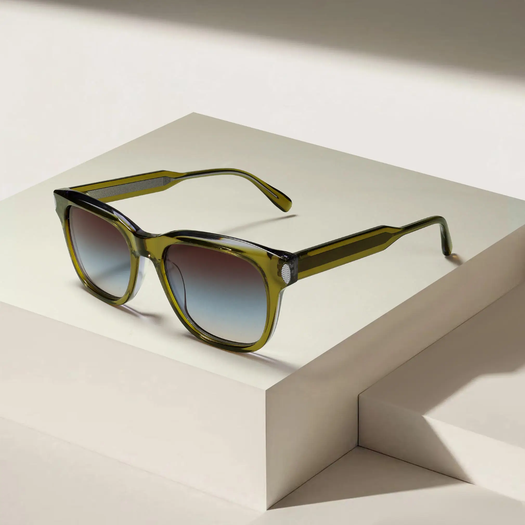 VZONE Olive Acetate Sunglasses Vintage Rivet Retro Sun Glasses UV400 Protection Unisex New Designer Eyewear Fashion