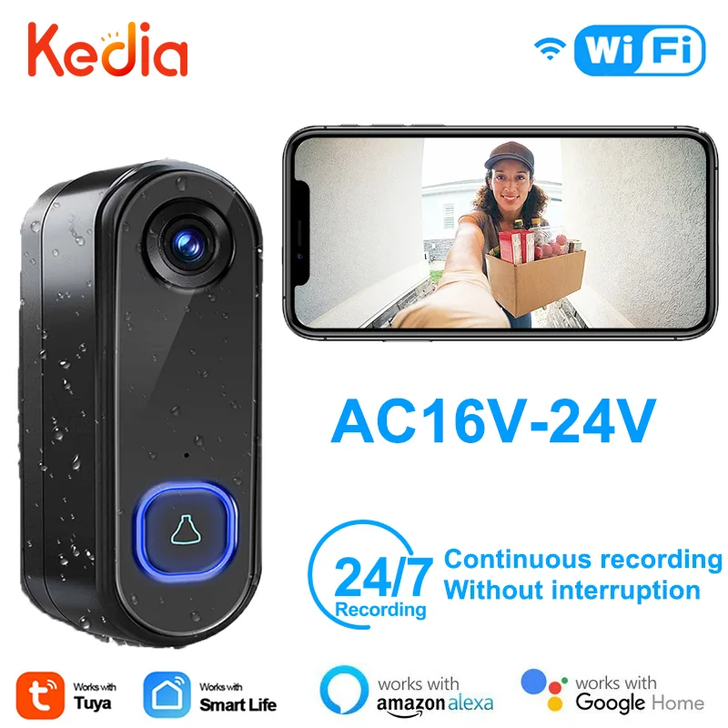 

Tuya WiFi Visual Intelligent Doorbell Wireless Intercom Doorbell low-power monitoring doorbell Smart Home Work With Alexa Goole