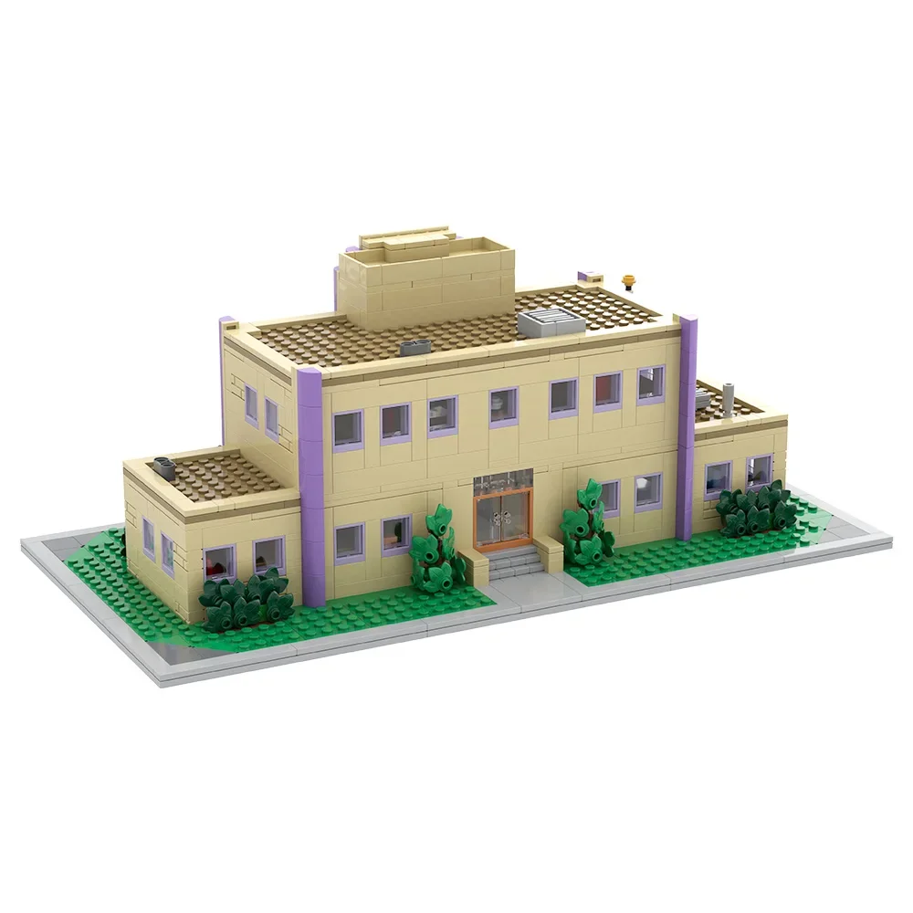 MOC Modular Springfield Elementary School Bricks Model  Architecture School Building Blocks Toy Gift