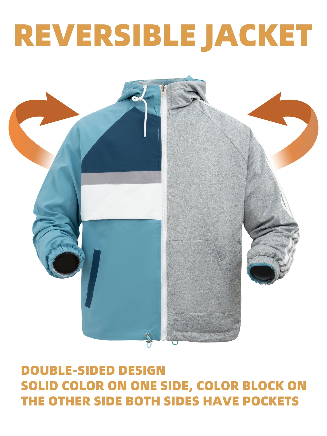 Women's Zip up Sweatshirts Jackets Outdoor Windbreaker Reversib Hoodede Coats Spring&Autumn Long Sleeve Outerwear 24H shipped