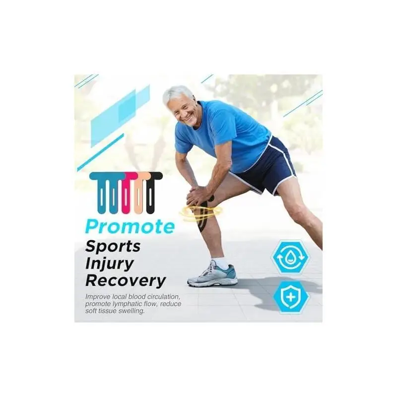 10Pcs Pre-cut Knee Athletic Tape Waterproof Breathable Kinesiology Tape Sports Muscle Support Sticker for Knee Joint Protection