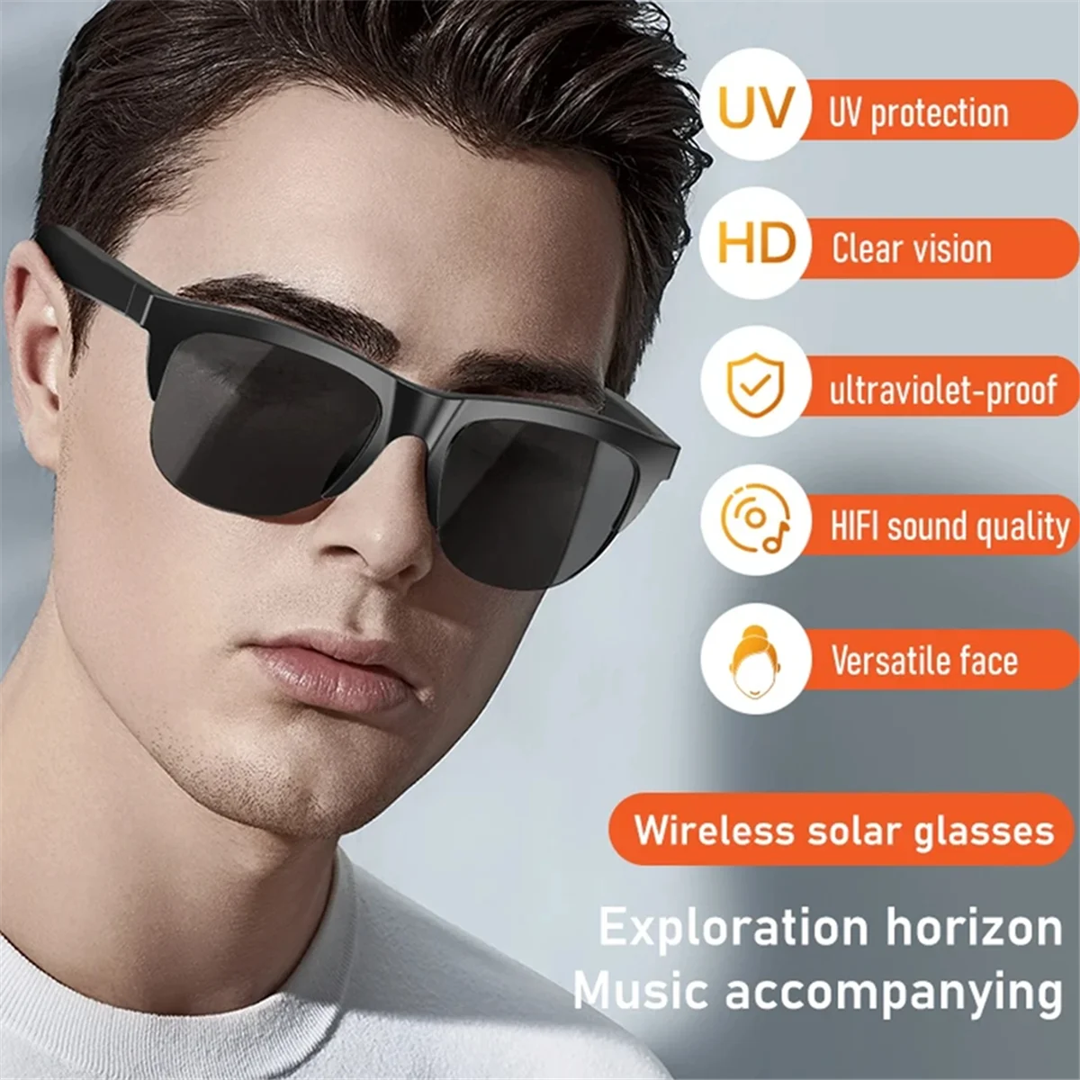 Neue Smart Bluetooth V5.3 Sonnenbrille Brille Anruf Outdoor Sport Kopfhörer HIFI Schwarz Technologie Anti-Touch UV-PZZW