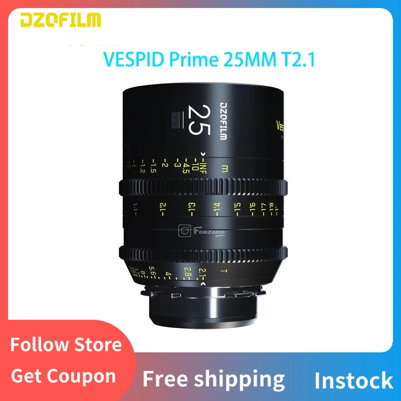 

DZOFilm VESPID T2.1 F2.0 16mm 25mm 50mm 90mm Full Frame Fixed Focus Cine Lens Lens PL or EF Mount for Photographer Film Shooting