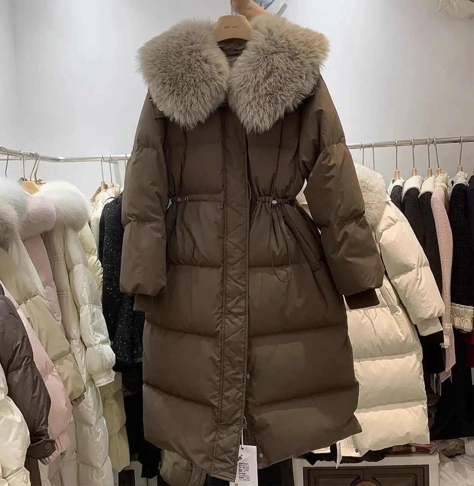 

Imitation Fox Fur Warm Cotton Jacket For Women In Winter New Style With Large Fur Collar And Thickened Long Jacket