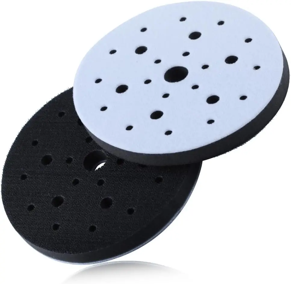 2 Pack Interface Pads, 6 Inch 25 Holes Hook and Loop Soft Density Sponge Cushion Buffer Backing Pad, Foam Sanding Interface Pads