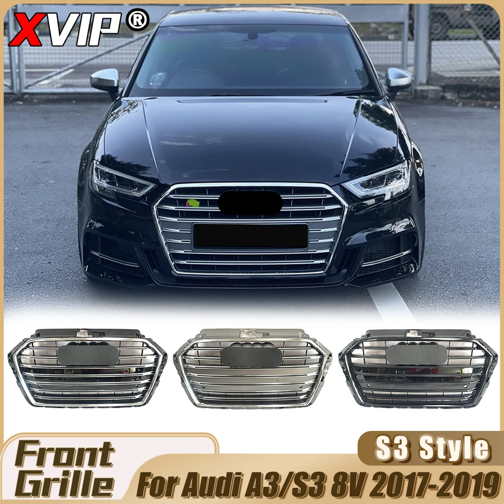 

XVIP High Quality ABS Chrome S3 Style Bumper Grilles For Audi A3 S3 8V 2017-2019 Glossy Black S3 Style Racing Grill Accessories