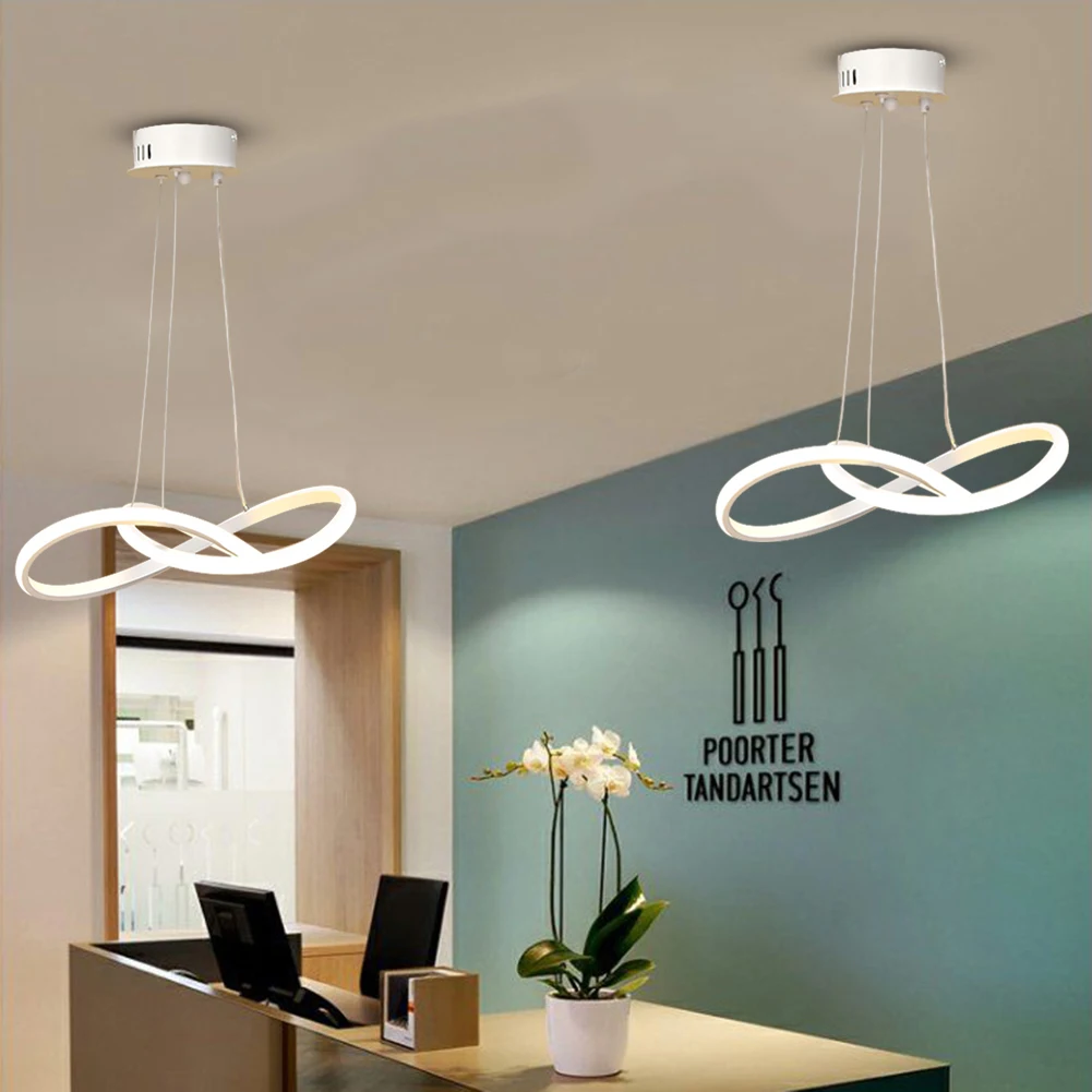 Bedroom Chandelier Circle Rings LED Pendant Lamp Acrylic Aluminum Home Decoration Light Fixture for Restaurant Bar Cafe Lighting