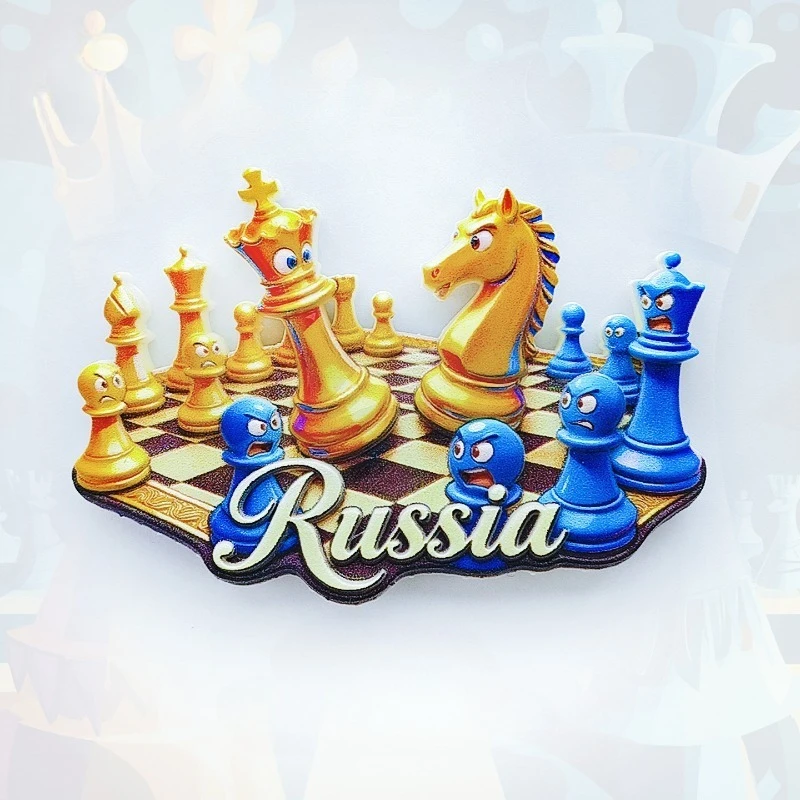

Russia Chess Fridge Magnet - Whimsical 3D Cartoon Piece Souvenir Unique Folk Art Gift for Travel & Game Room Decor