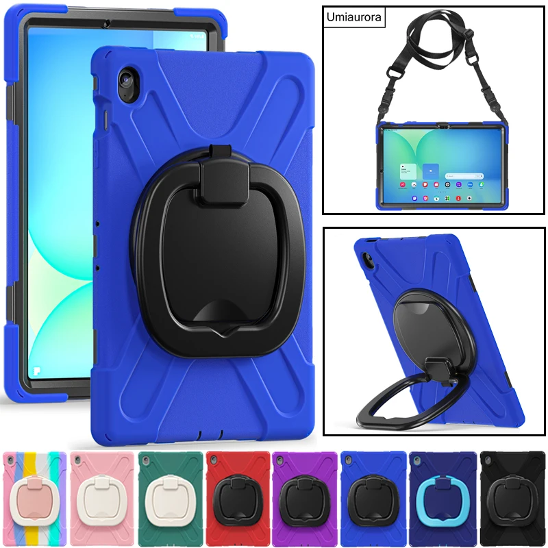 For Samsung Tab S10 FE+ S10 FE Plus 13.1 inch SM-X620 X626B Heavy Duty Rugged Tablet Case Hand Ring Stand Strap Shockproof Funda