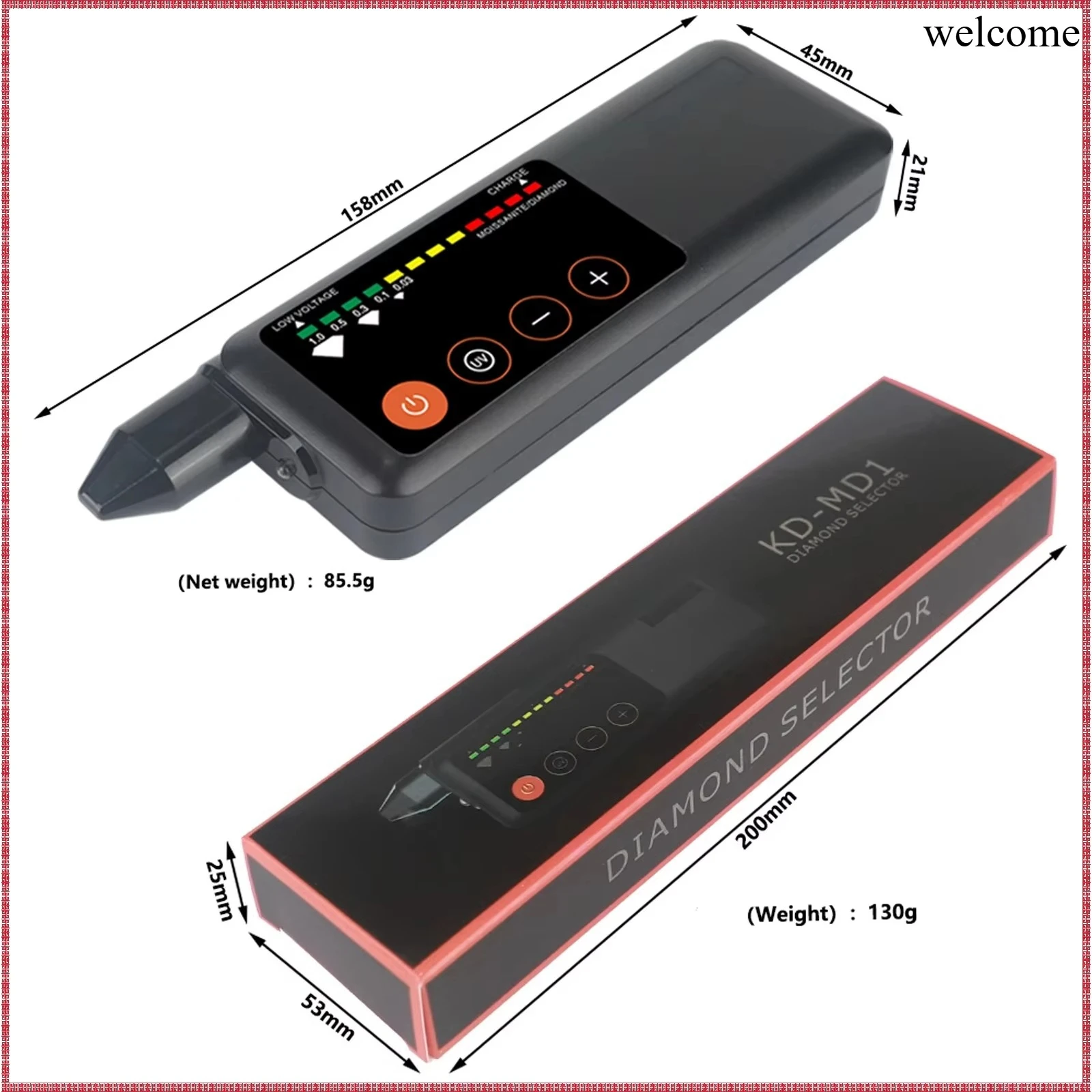 Diy Electronics Tool Kit - Oplaadbare diamanttester met UV-licht, elektronische sieraden-
