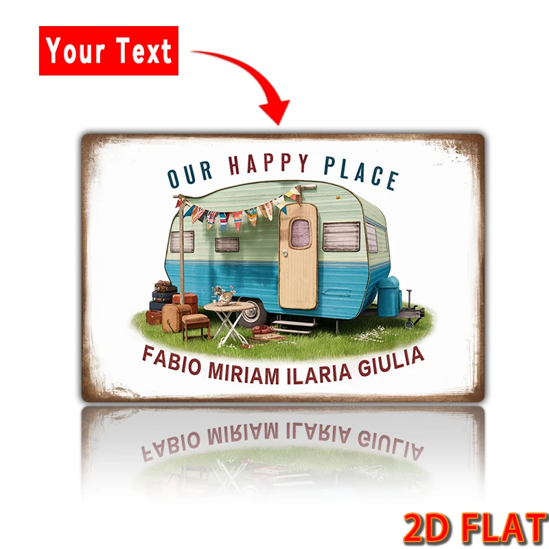 1개 맞춤형 카라반 간판 / 캠핑 간판 / 행복한 곳 / 맞춤형 간판 / 빈티지 / 소박한 / 홈 데코 알루미늄 간판 8x12인치