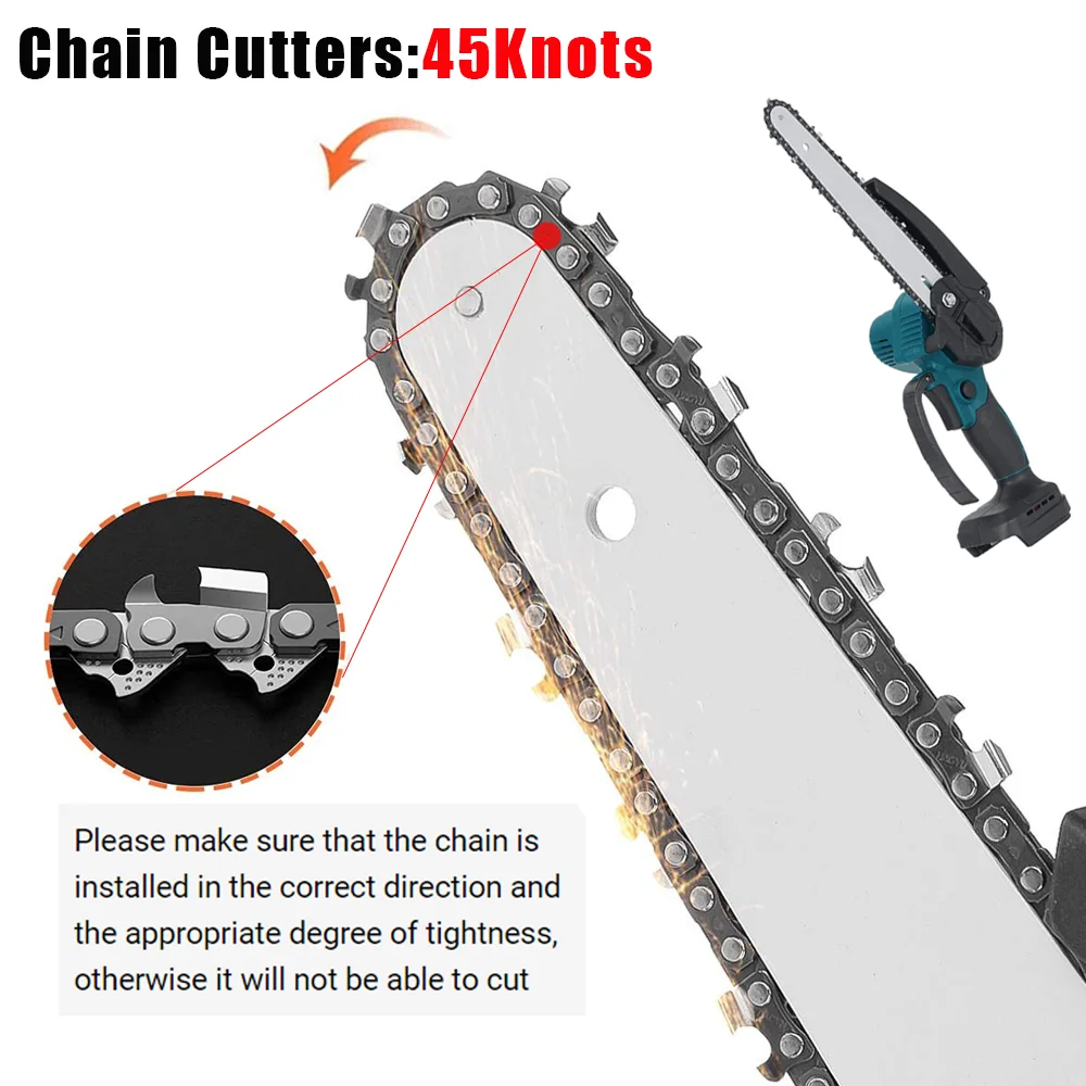 8 Inch Chainsaw Guide Bar And Saw Chain Set 45 Drive Link Electric Saw 1/4\'\'P for Brushless Electric Saw Wood Cutter Spare Chain